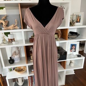 Taupe coloured floor length maxi dress in size small